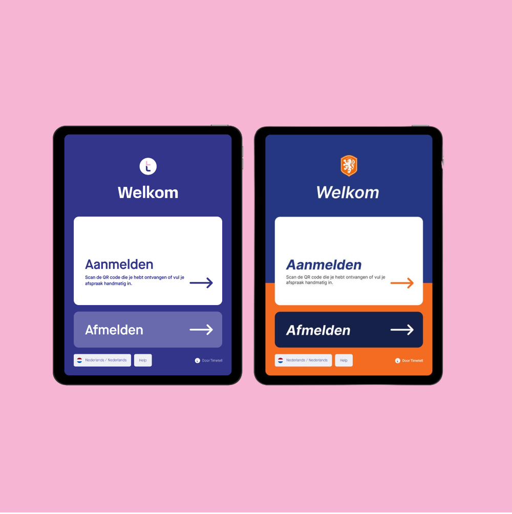 Timetell bezoekersregistratie gepersonaliseerd scherm