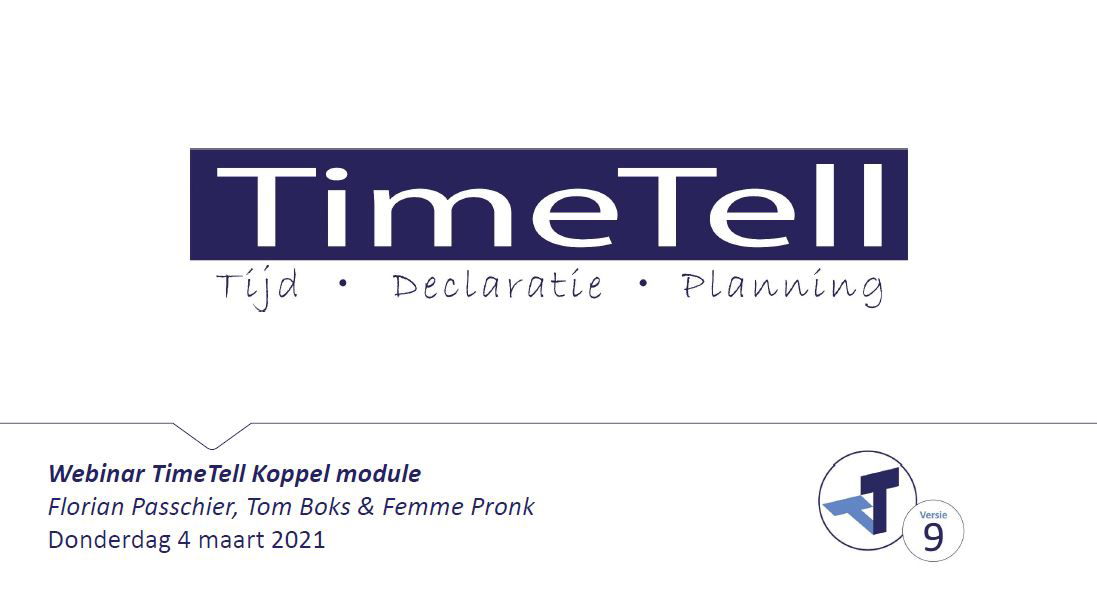Webinar TimeTell Koppel module